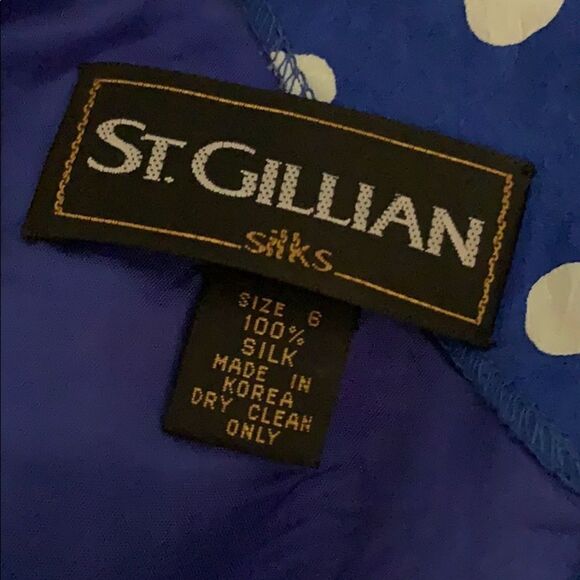 Totally awesome Vtg 80s blue & white silk dress - Picture 5 of 7